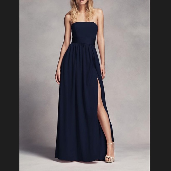 White by Vera Wang Dresses & Skirts - David’s Bridal Strapless Bridesmaid Dress w/Belt